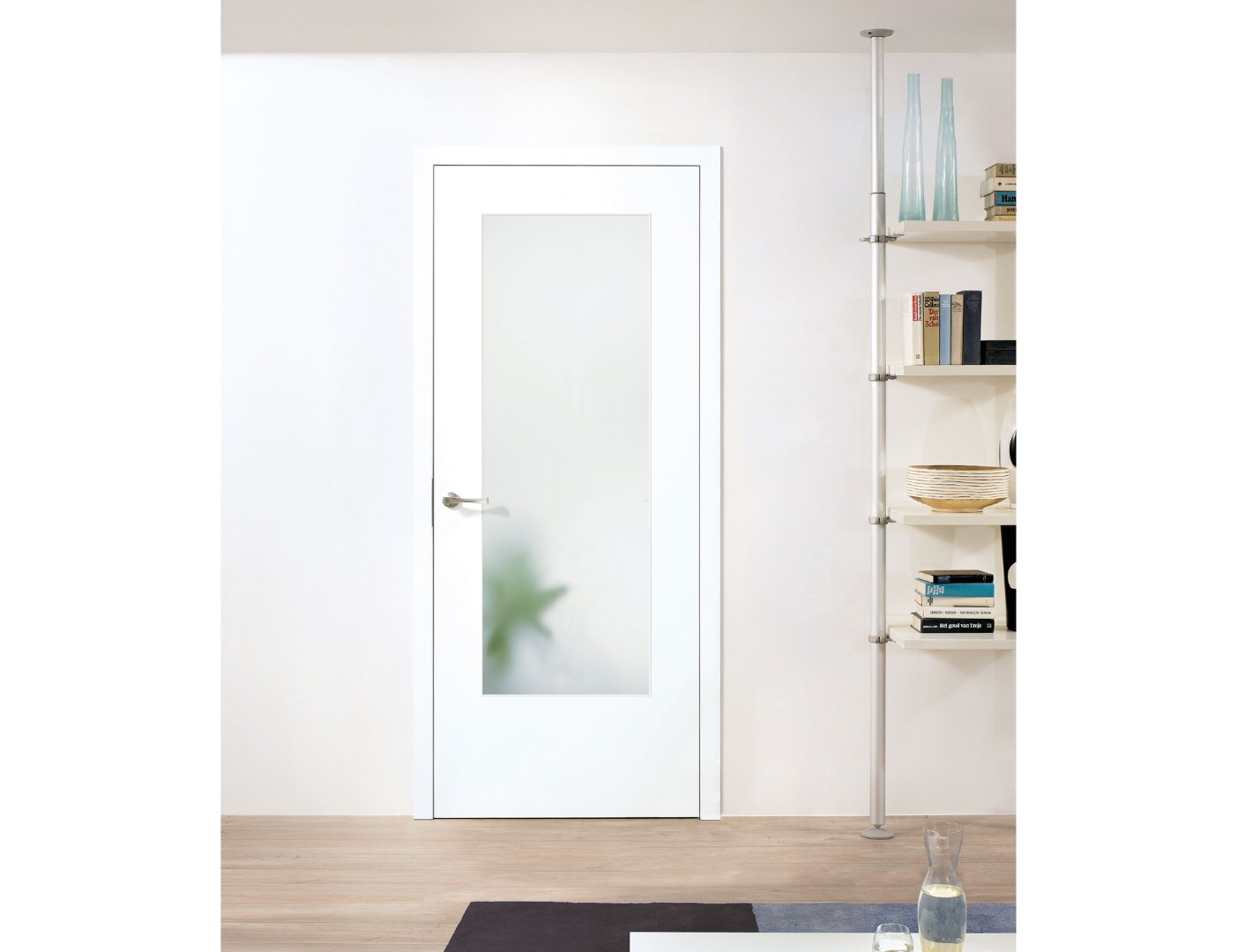 white door with aluminium frame