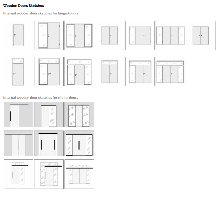 Doors Sketches | Wooden & Glass Door Sketches | Doors4UK